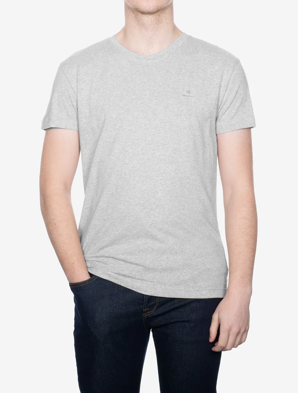 Lot de 2 T-shirts à col rond Bleu marine Gris Blanc