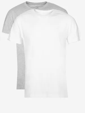 Lot de 2 T-shirts à col rond Bleu marine Gris Blanc