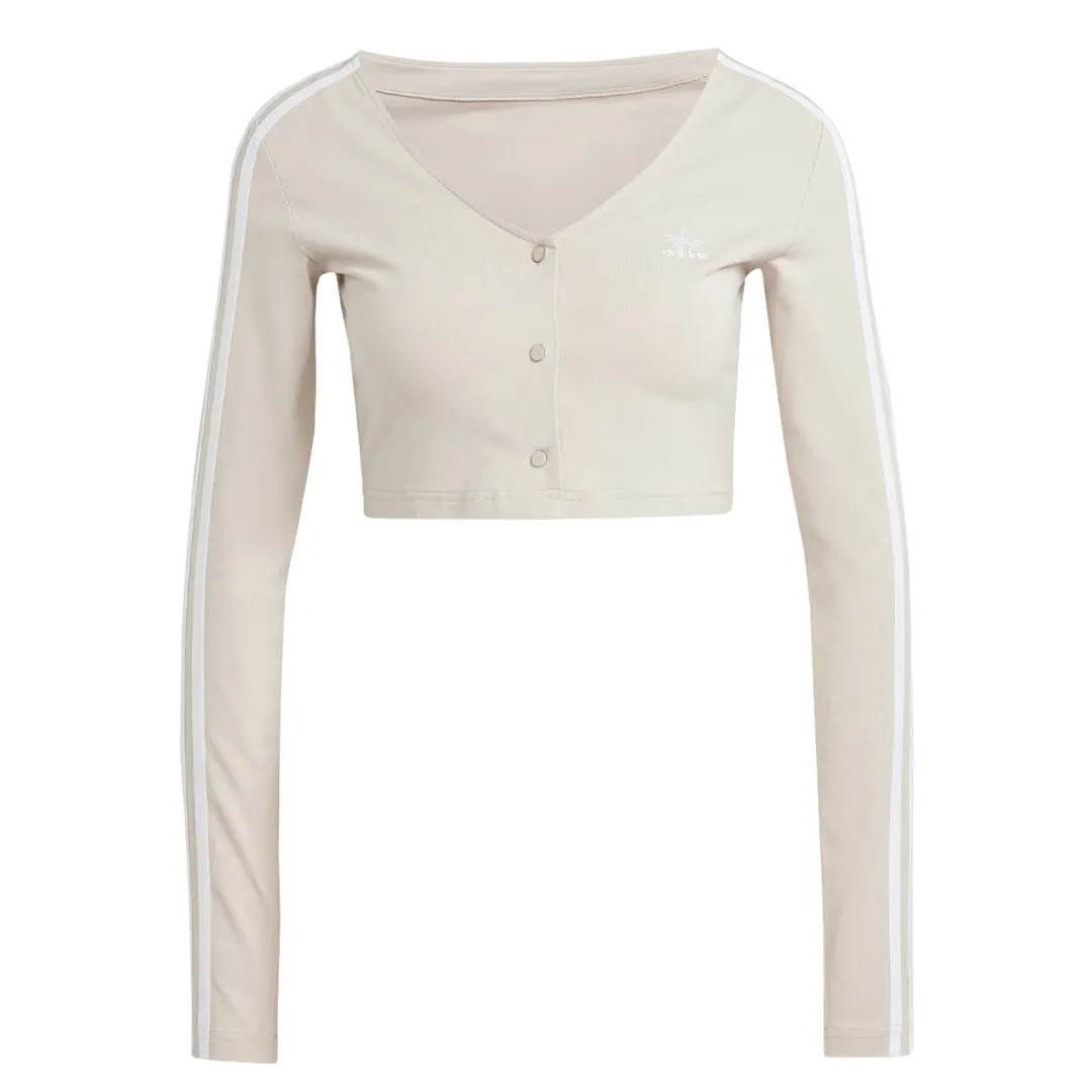 adidas - Chemise à manches longues Adicolor Classics 3 bandes avec boutons pour femme (II0708)