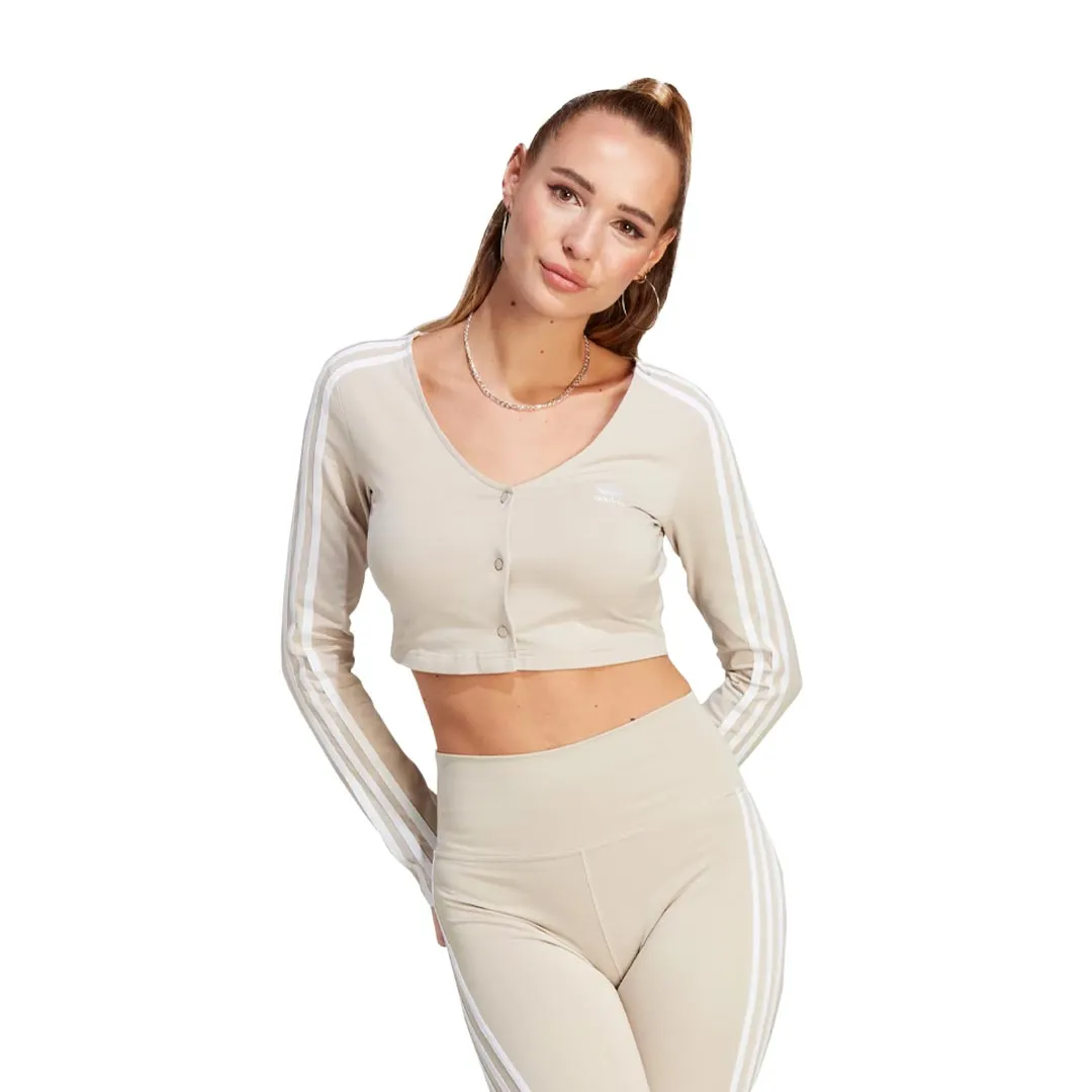 adidas - Chemise à manches longues Adicolor Classics 3 bandes avec boutons pour femme (II0708)