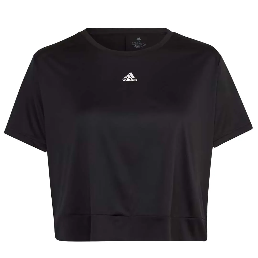 adidas - T-shirt loose crop Aeroready Studio pour femme (Grandes tailles) (HI5984)