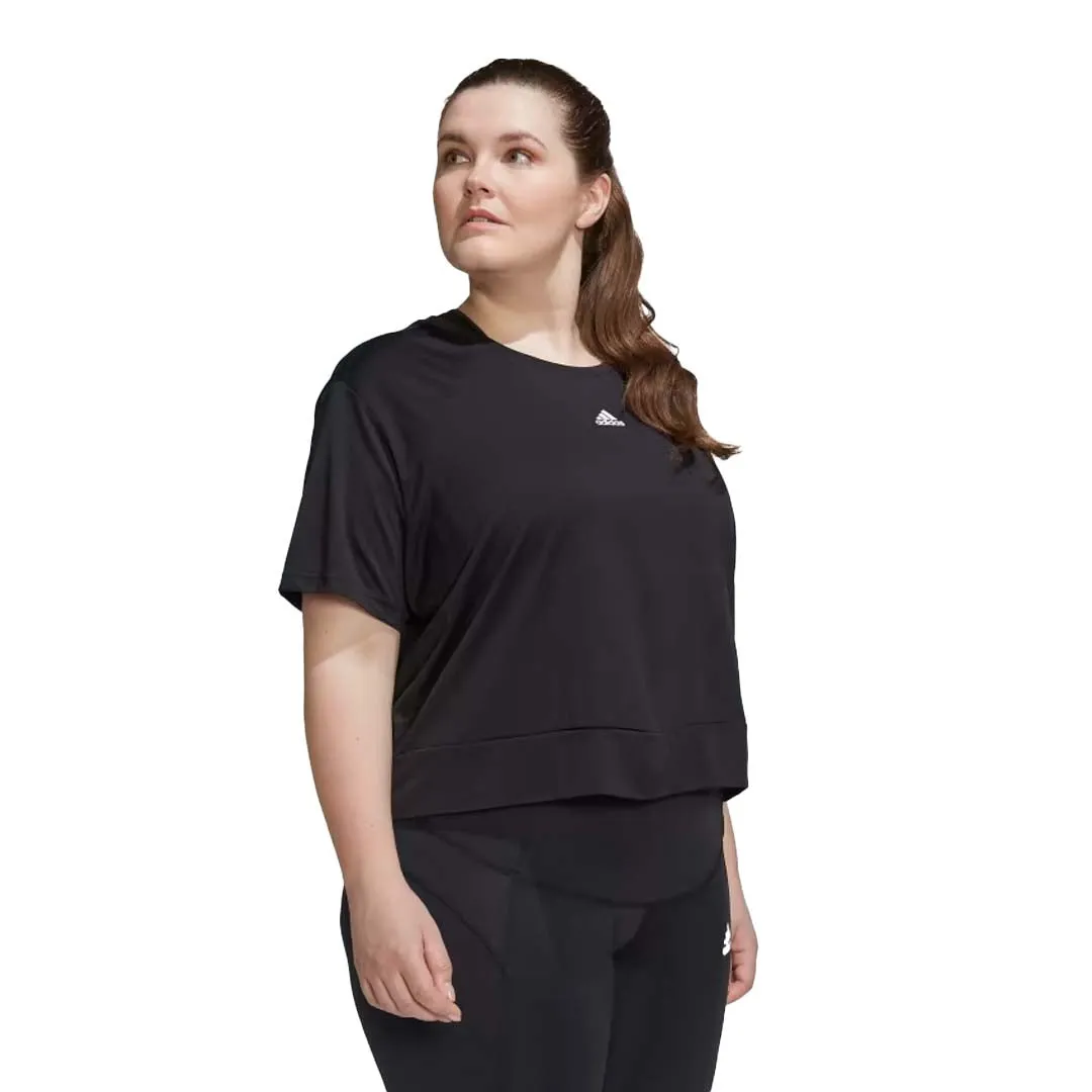 adidas - T-shirt loose crop Aeroready Studio pour femme (Grandes tailles) (HI5984)