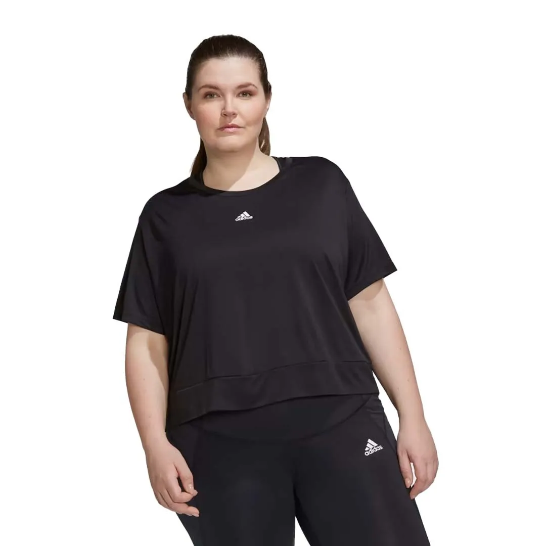 adidas - T-shirt loose crop Aeroready Studio pour femme (Grandes tailles) (HI5984)
