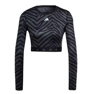 adidas - T-shirt femme Techfit à manches longues et motif zébré (IB3609)