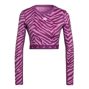 adidas - T-shirt femme Techfit à manches longues et motif zébré (IB3610)