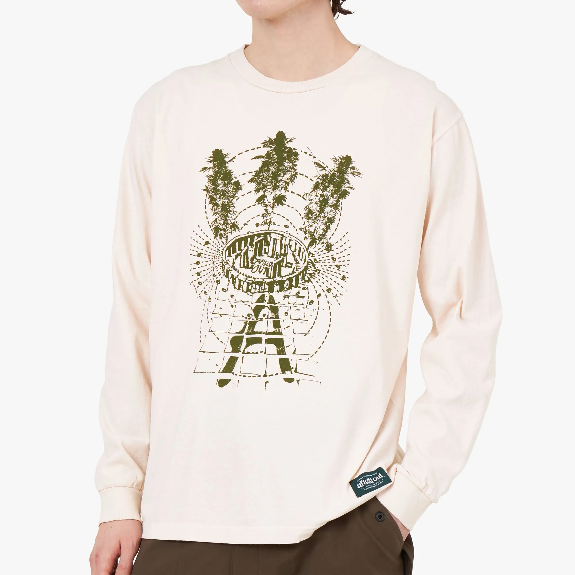 Afield Out T-Shirt Manches Longues en Pierre Couleur Os