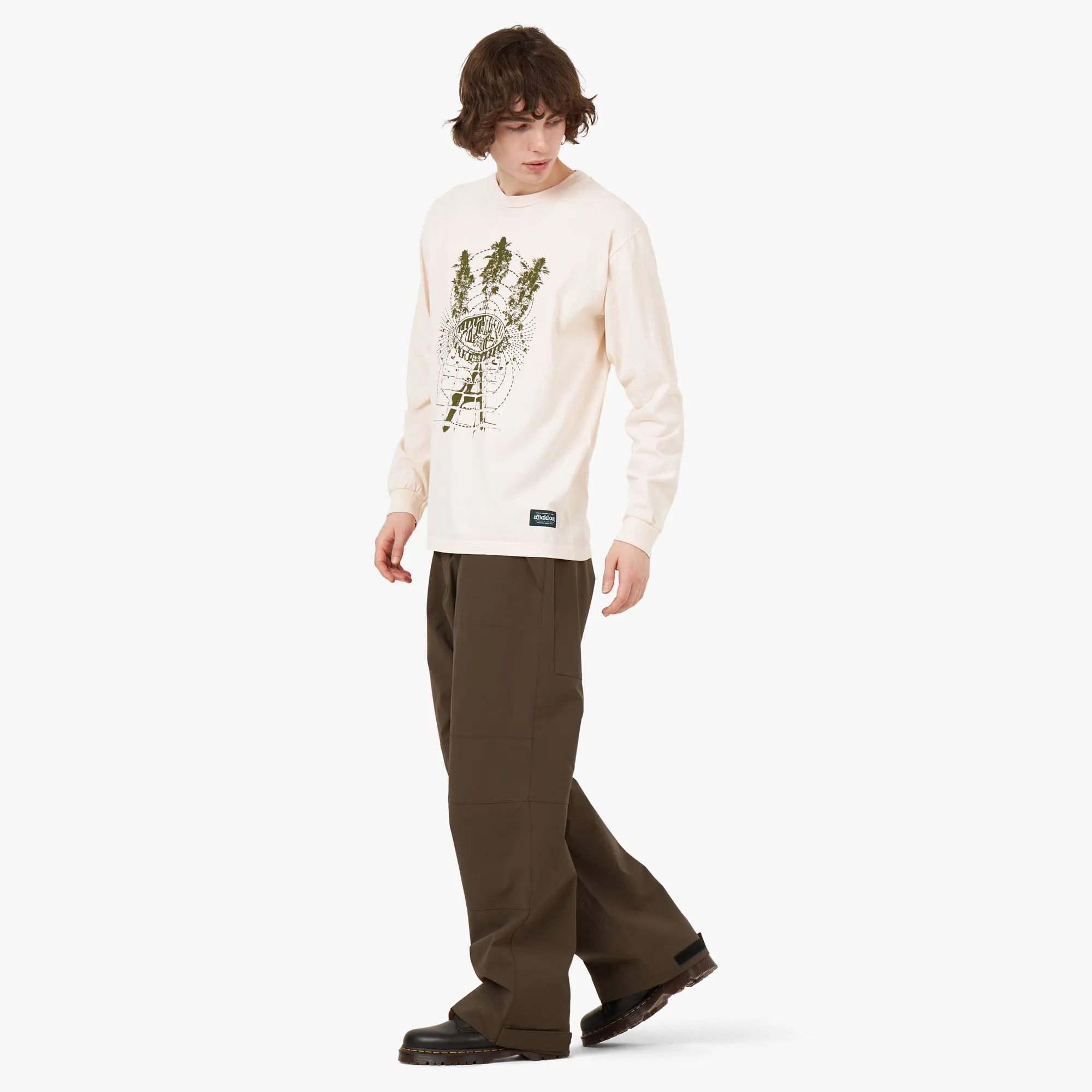 Afield Out T-Shirt Manches Longues en Pierre Couleur Os
