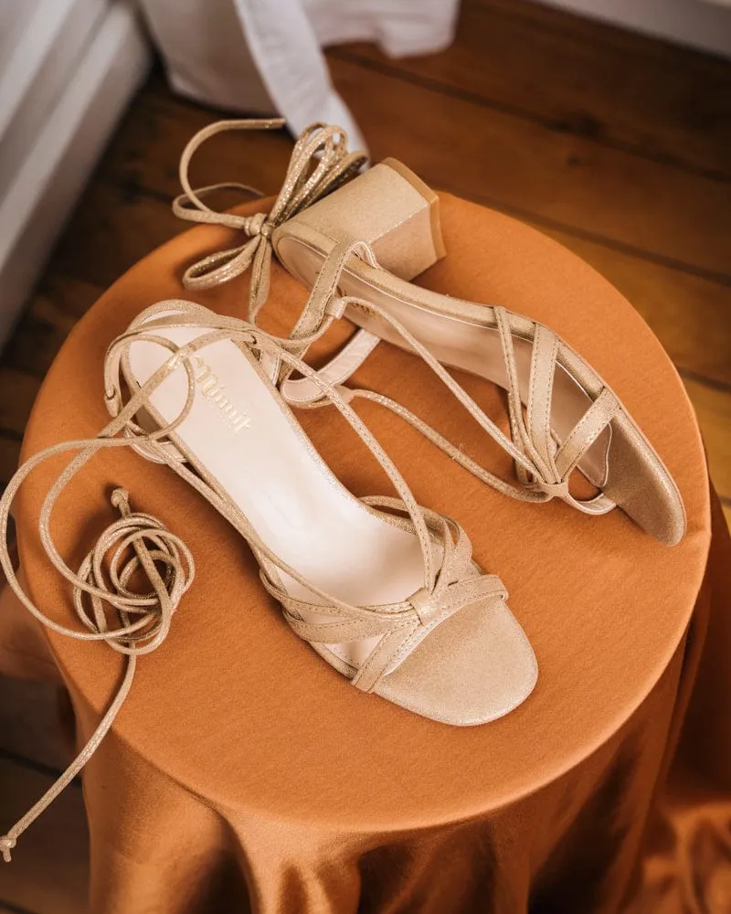 Sandales compensées en grain recyclé vegan Alissa | Or