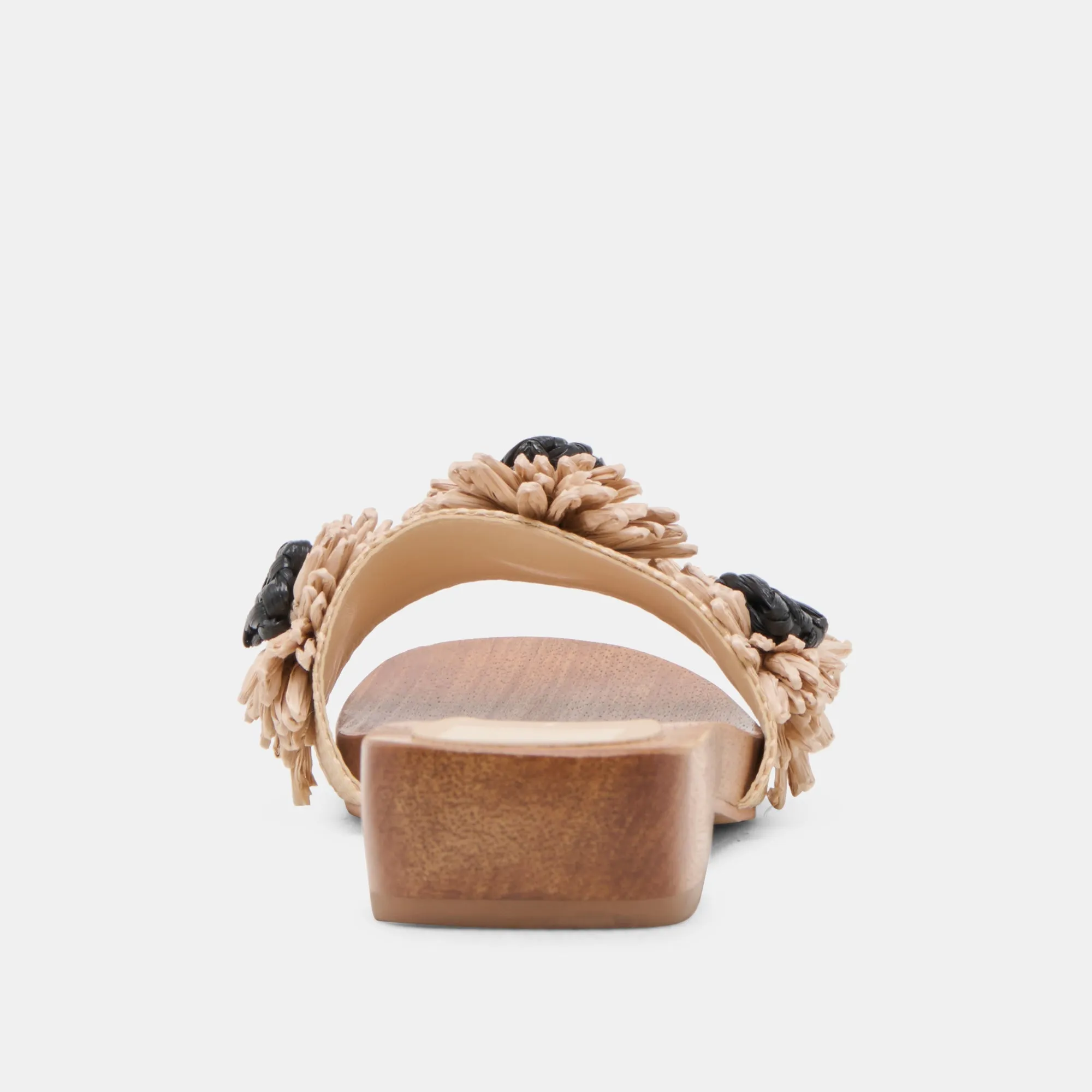 SANDALES ARIENA NOIR RAFFIA NATUREL À FLEURS