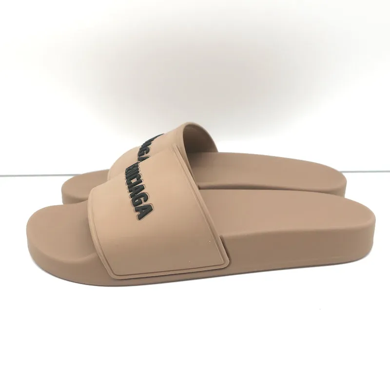 Sandales Balenciaga Logo Pool à enfiler taille 37 beige