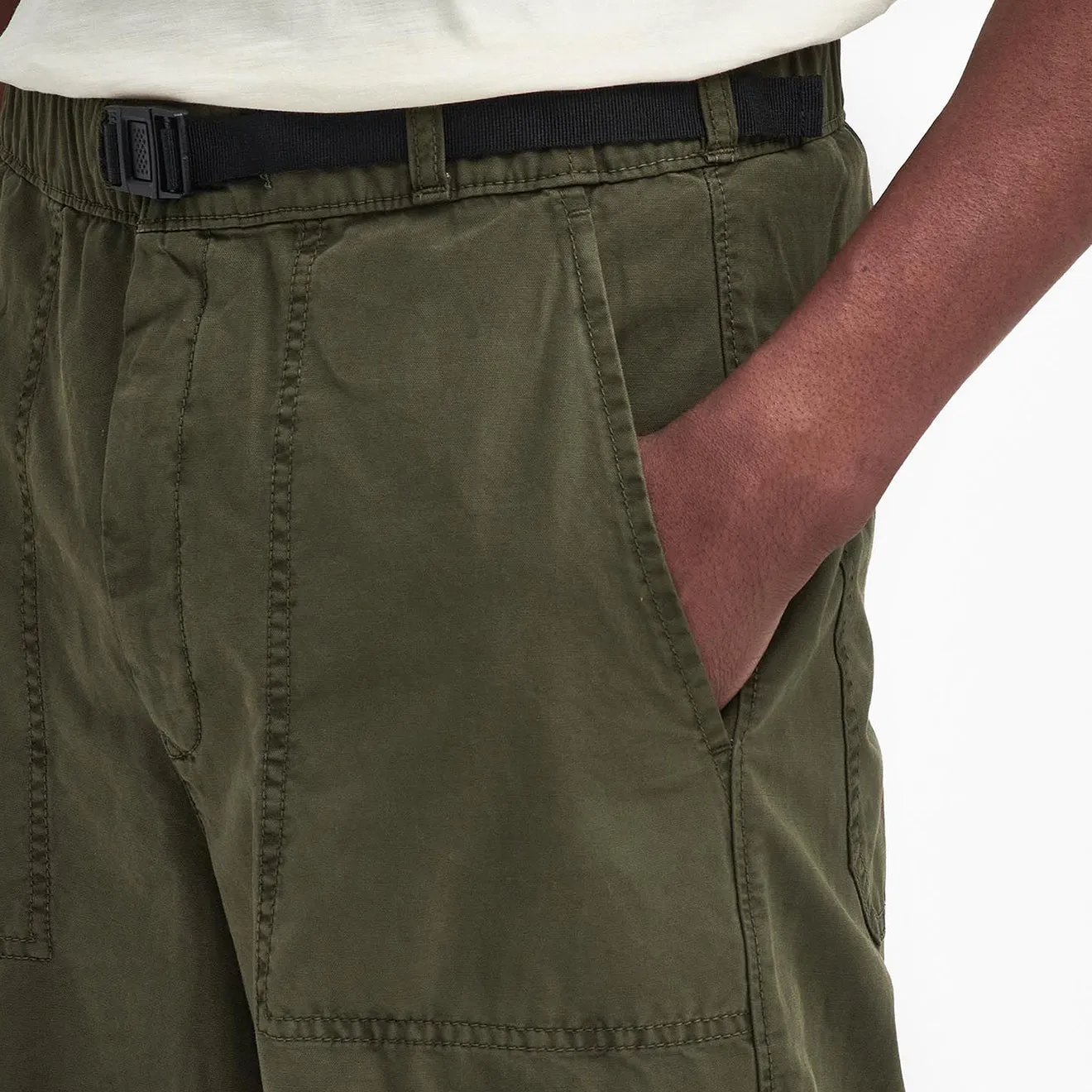 Barbour Grindle Pantalon Détendu en Toile Vert Olive Moyen