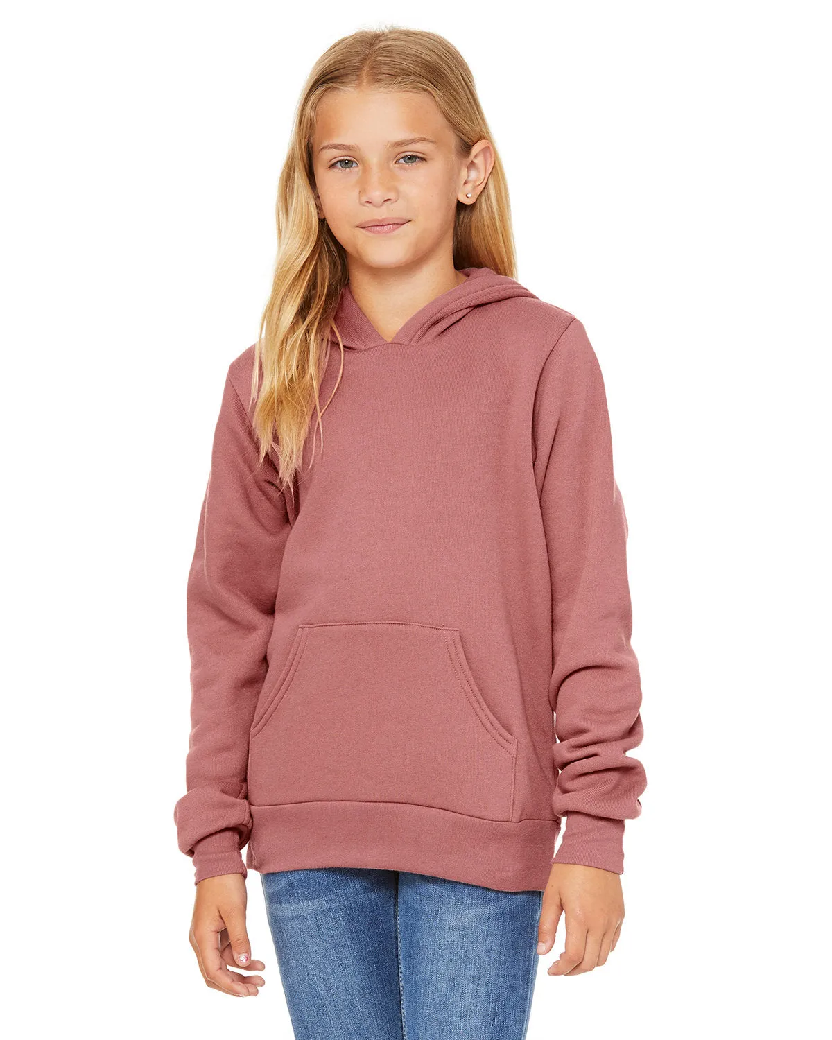 Bella   Canvas 3719Y Youth Sponge Fleece Pullover Hooded Sweatshirt