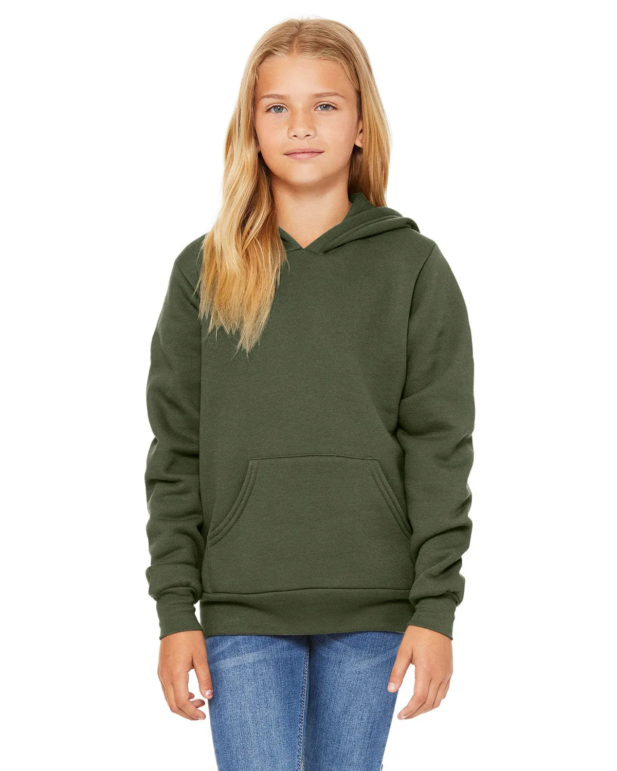 Bella   Canvas 3719Y Youth Sponge Fleece Pullover Hooded Sweatshirt
