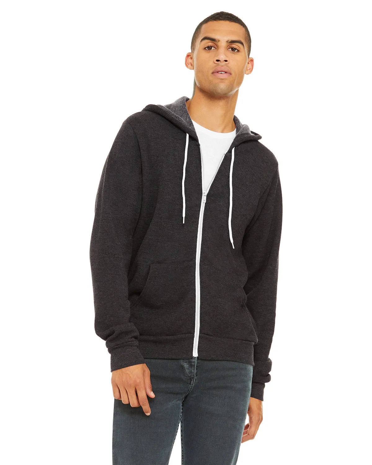 Bella   Canvas 3739 Sweat à capuche unisexe en polaire poly-coton avec fermeture éclair complète