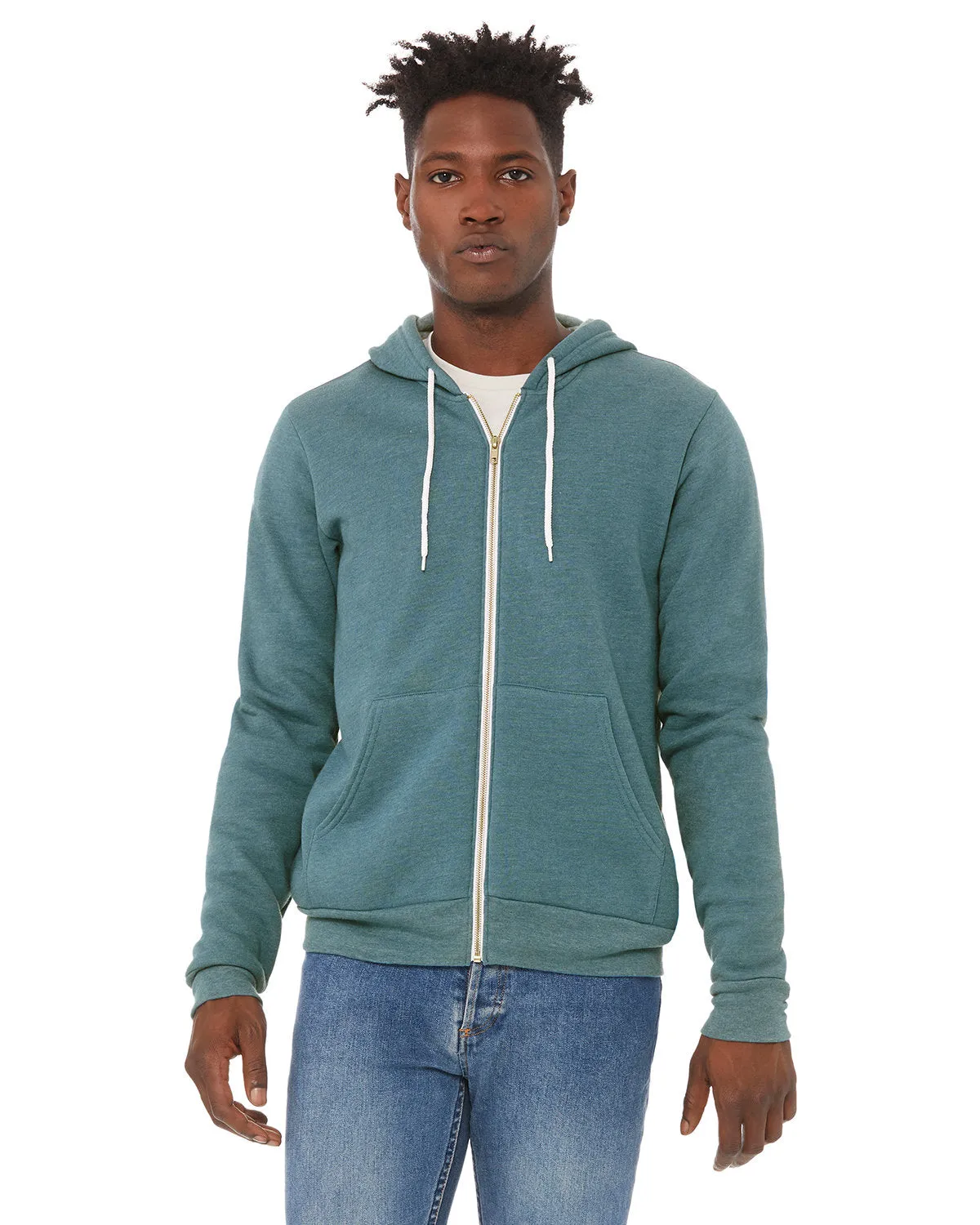 Bella   Canvas 3739 Sweat à capuche unisexe en polaire poly-coton avec fermeture éclair complète