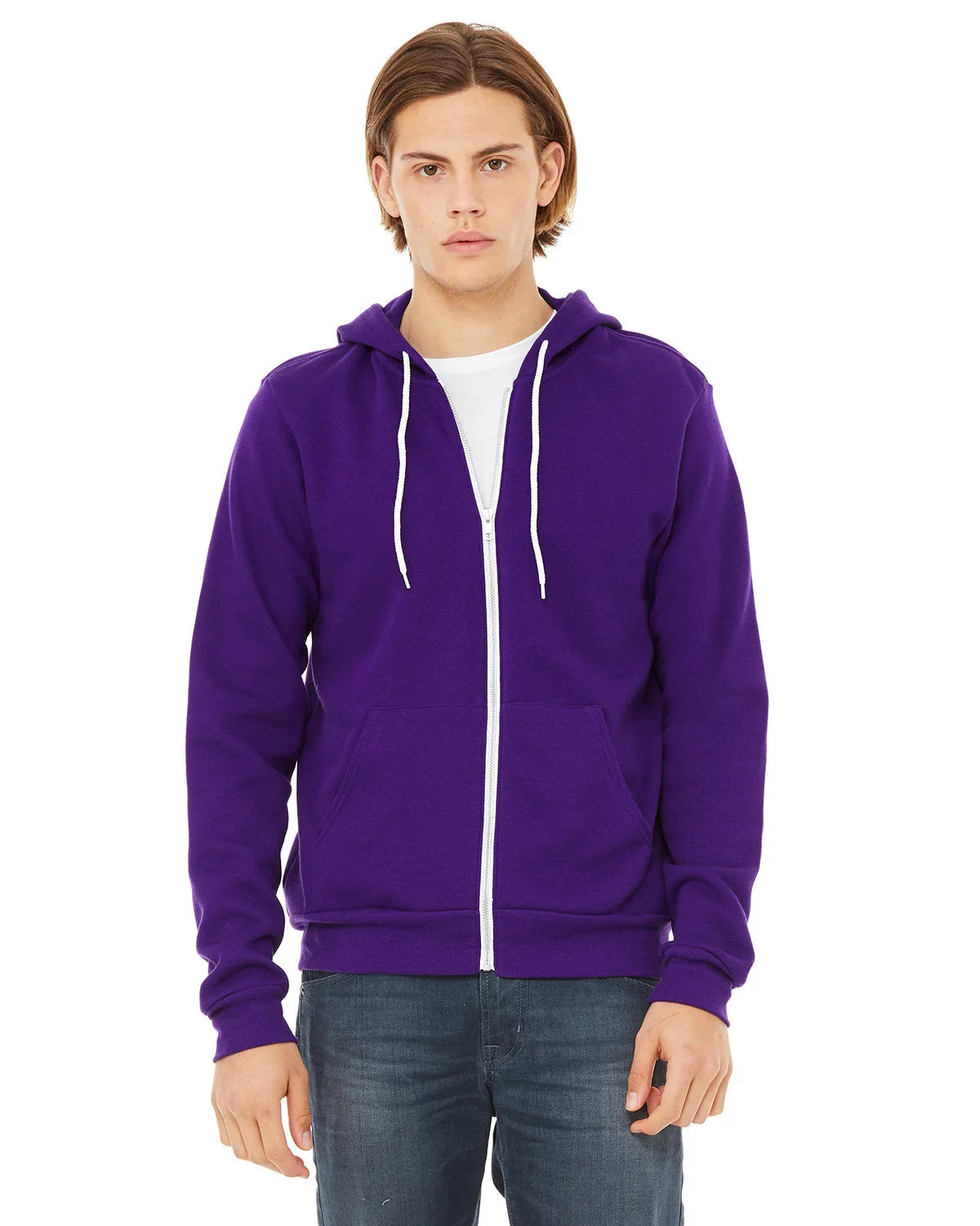 Bella   Canvas 3739 Sweat à capuche unisexe en polaire poly-coton avec fermeture éclair complète