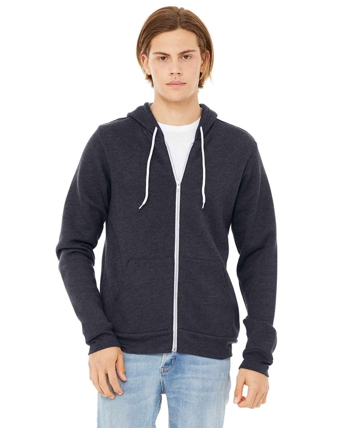 Bella   Canvas 3739 Sweat à capuche unisexe en polaire poly-coton avec fermeture éclair complète