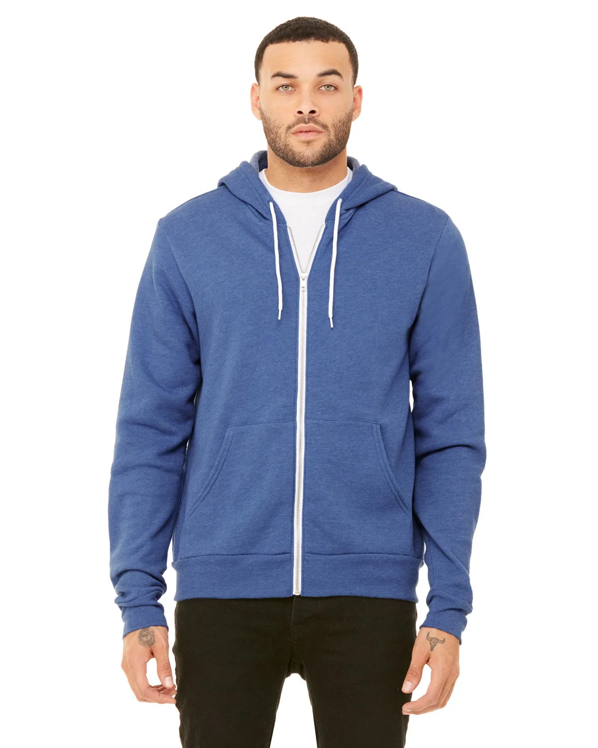 Bella   Canvas 3739 Sweat à capuche unisexe en polaire poly-coton avec fermeture éclair complète