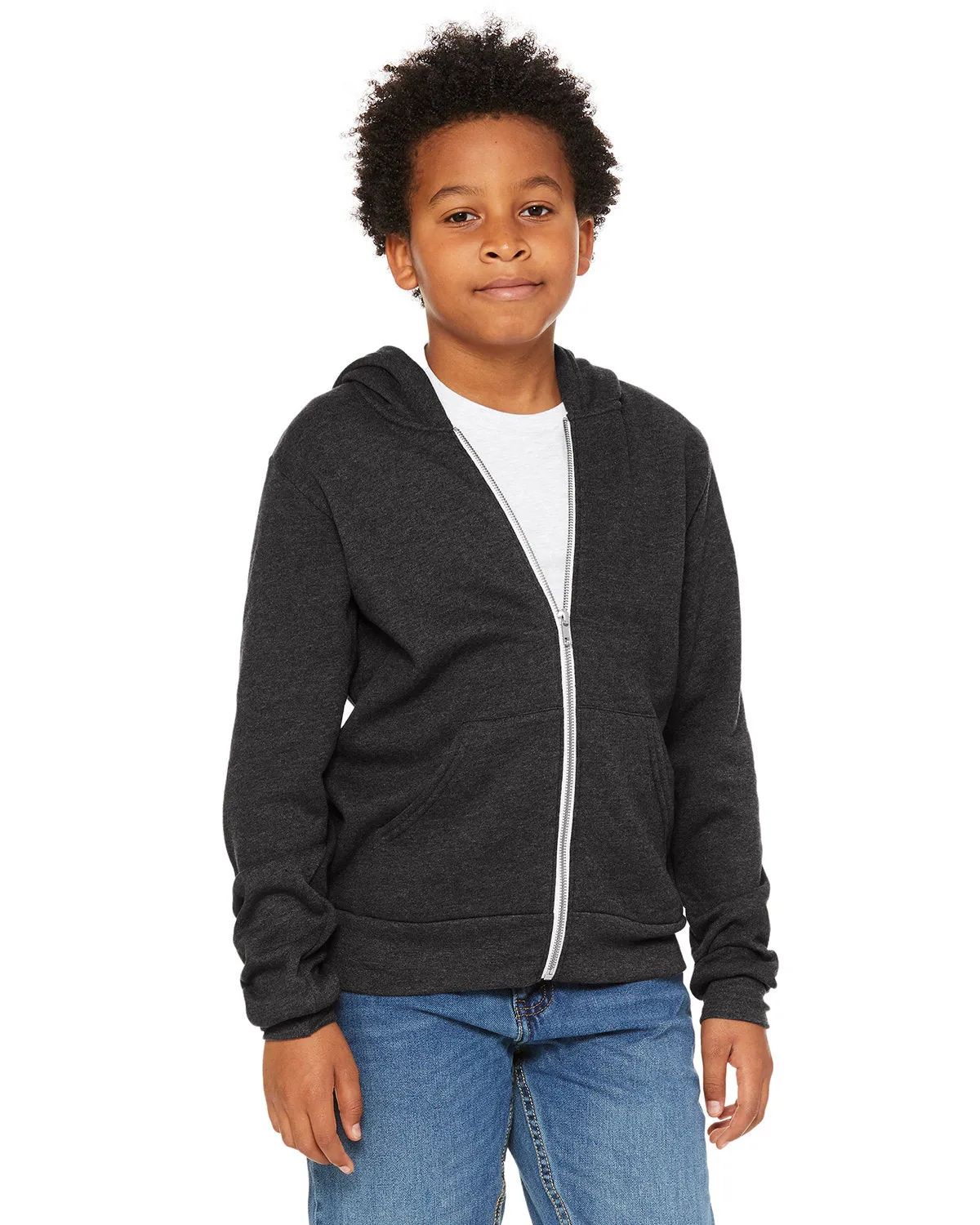 Bella   Canvas 3739Y Sweat à capuche en éponge polaire pour jeunes avec fermeture éclair complète