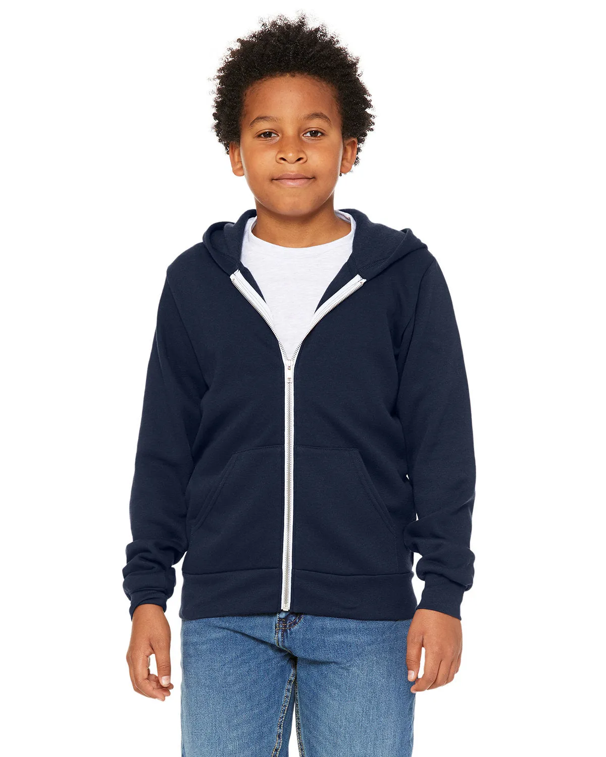 Bella   Canvas 3739Y Sweat à capuche en éponge polaire pour jeunes avec fermeture éclair complète