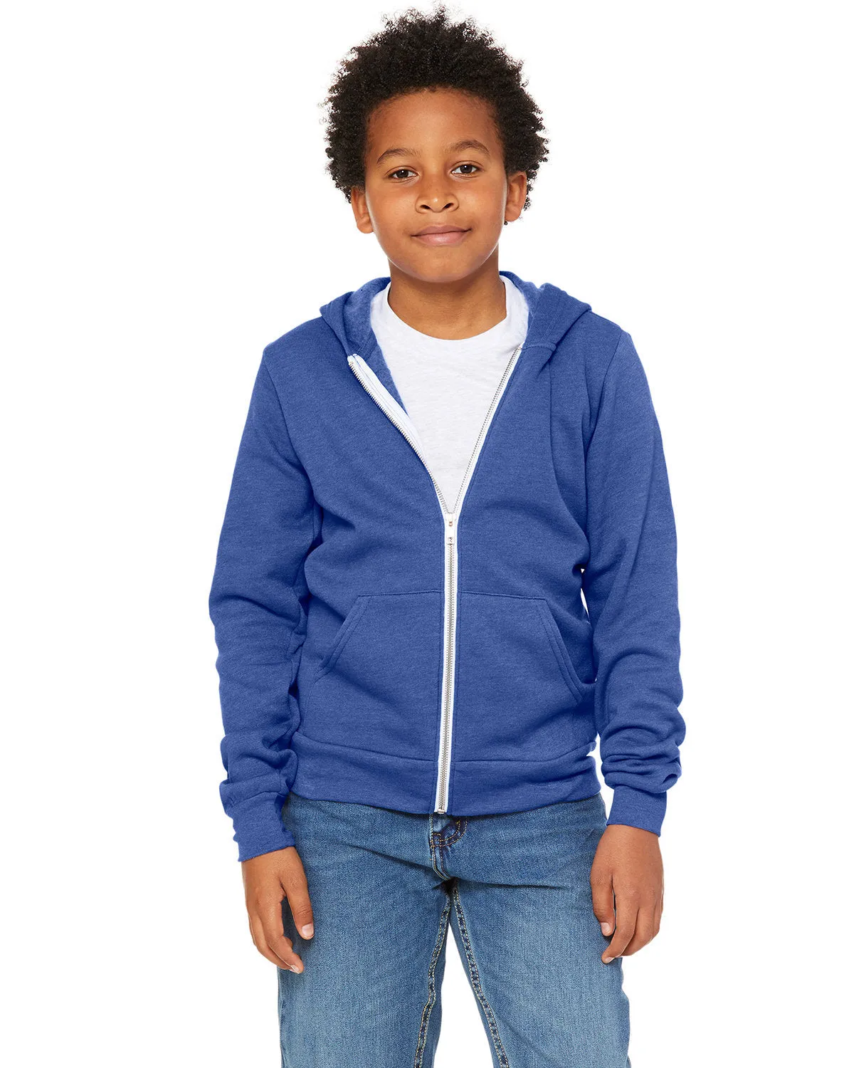 Bella   Canvas 3739Y Sweat à capuche en éponge polaire pour jeunes avec fermeture éclair complète