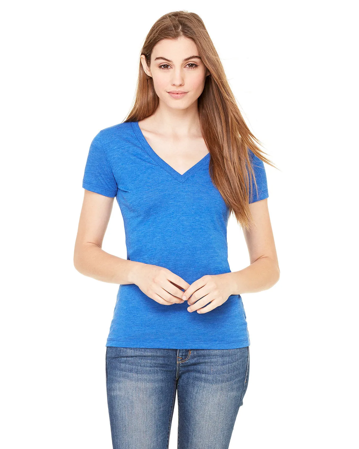 Bella   Canvas 8435 T-shirt à col en V profond à manches courtes pour femmes en triblend