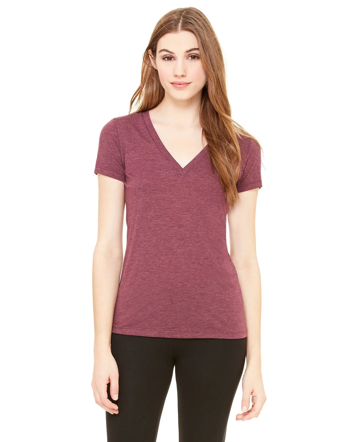 Bella   Canvas 8435 T-shirt à col en V profond à manches courtes pour femmes en triblend