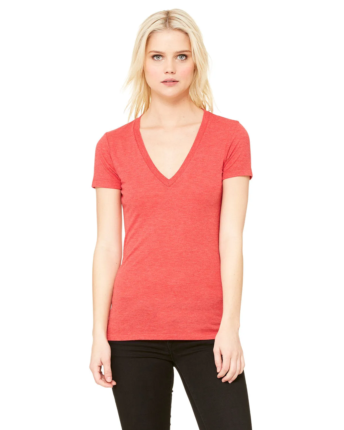 Bella   Canvas 8435 T-shirt à col en V profond à manches courtes pour femmes en triblend