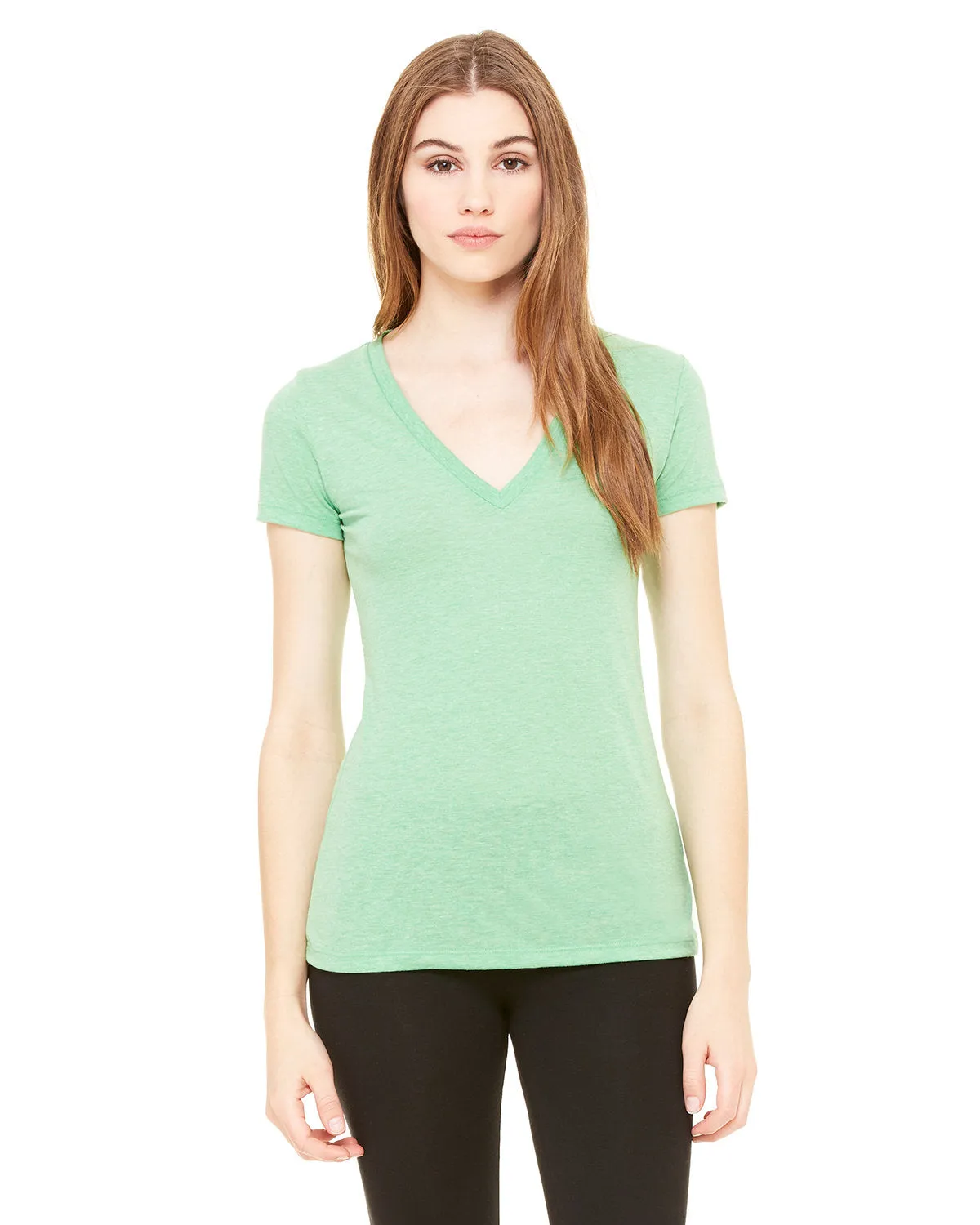Bella   Canvas 8435 T-shirt à col en V profond à manches courtes pour femmes en triblend