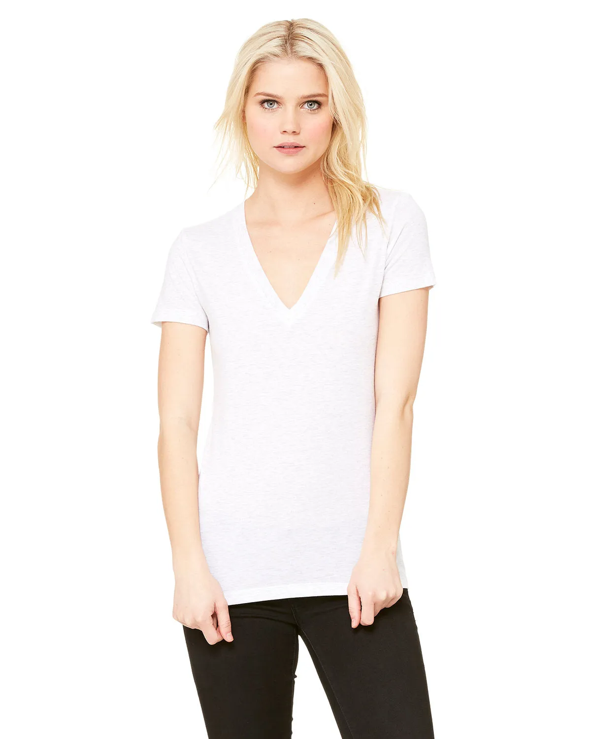 Bella   Canvas 8435 T-shirt à col en V profond à manches courtes pour femmes en triblend