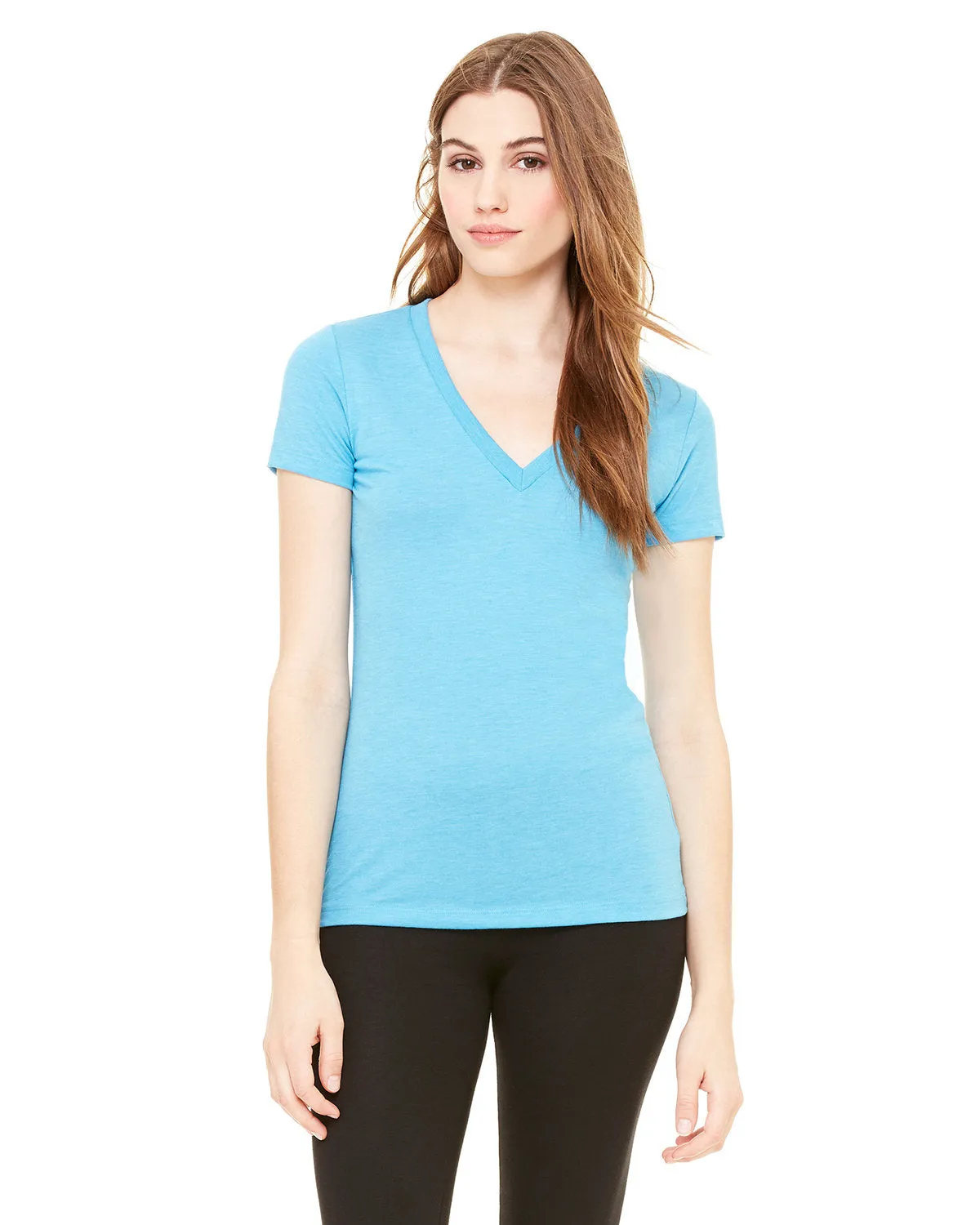 Bella   Canvas 8435 T-shirt à col en V profond à manches courtes pour femmes en triblend