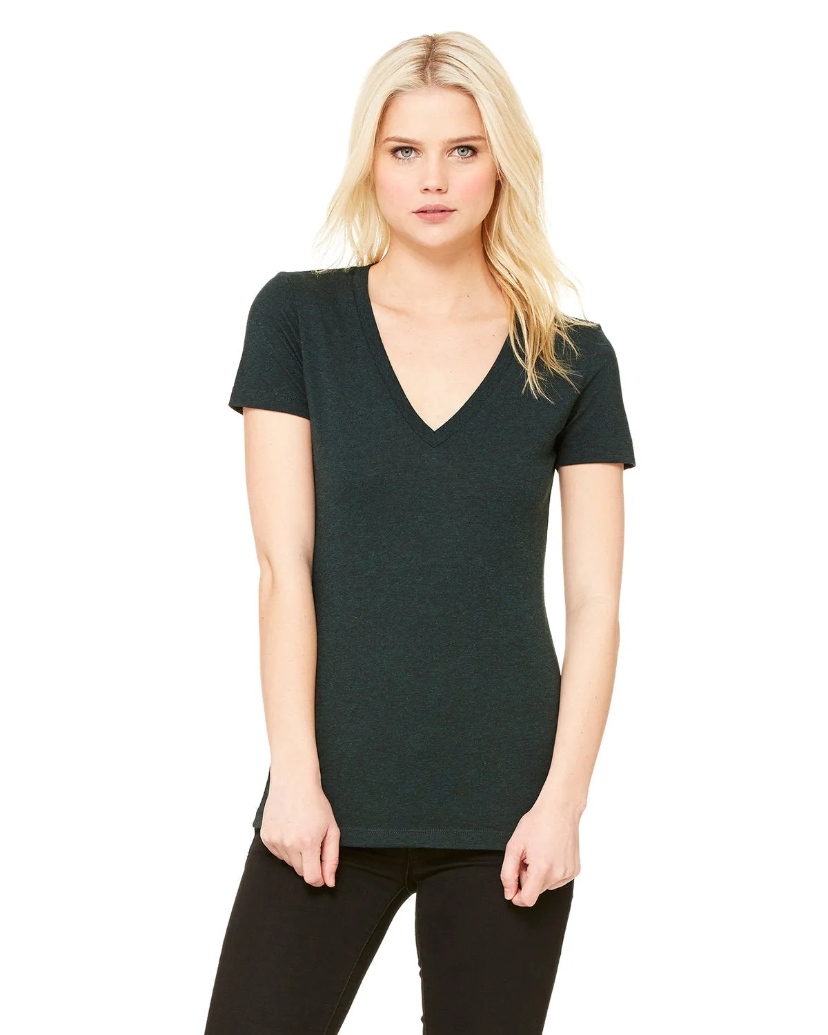 Bella   Canvas 8435 T-shirt à col en V profond à manches courtes pour femmes en triblend