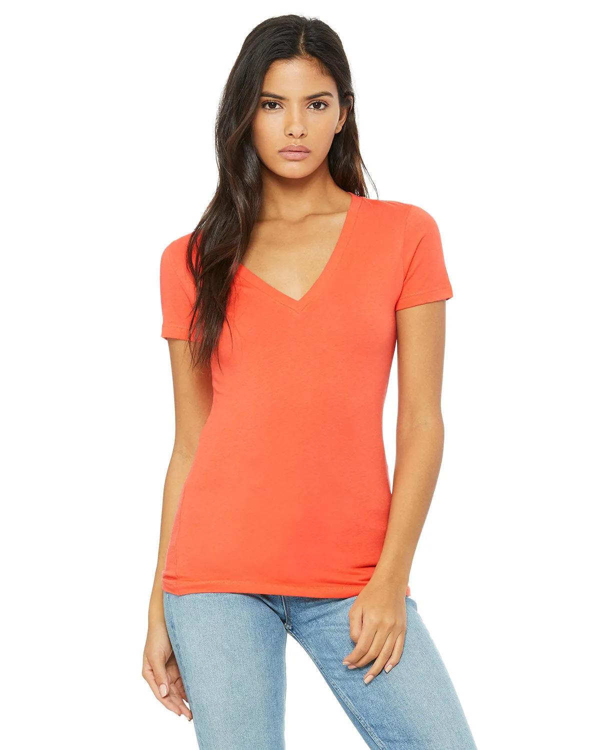 Bella   Canvas B6035 T-shirt à col en V profond à manches courtes en jersey pour femmes