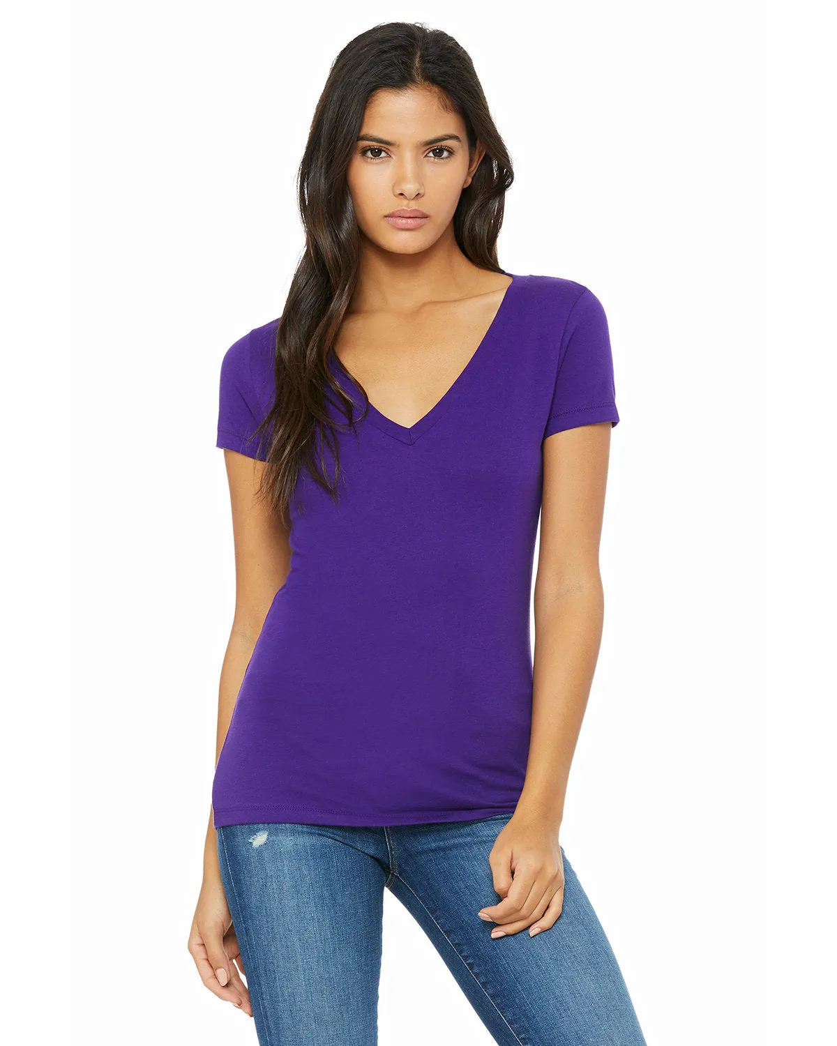 Bella   Canvas B6035 T-shirt à col en V profond à manches courtes en jersey pour femmes
