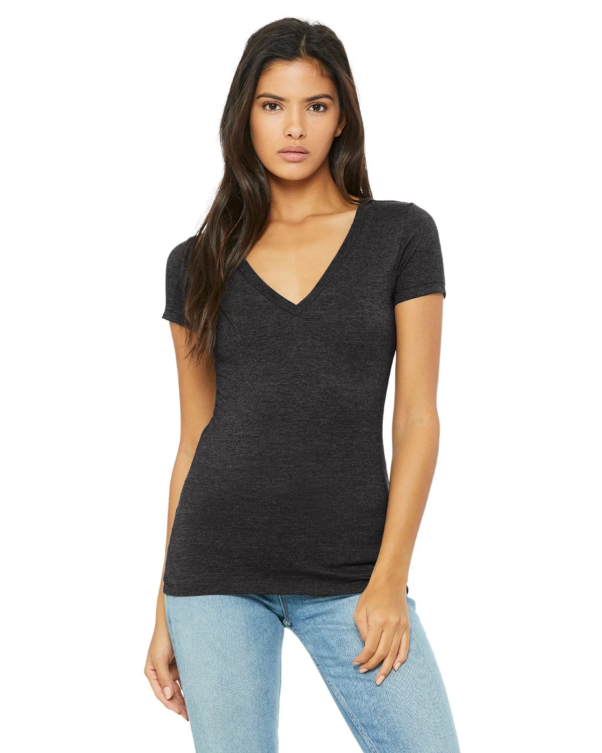 Bella   Canvas B6035 T-shirt à col en V profond à manches courtes en jersey pour femmes