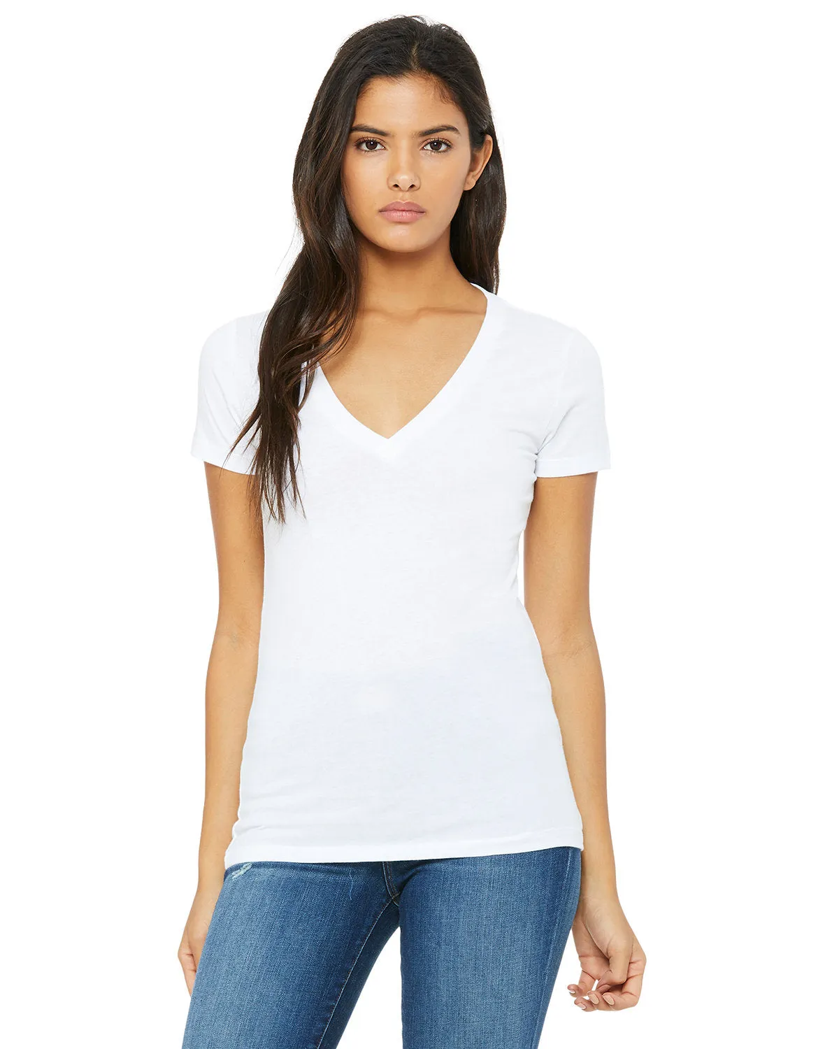Bella   Canvas B6035 T-shirt à col en V profond à manches courtes en jersey pour femmes