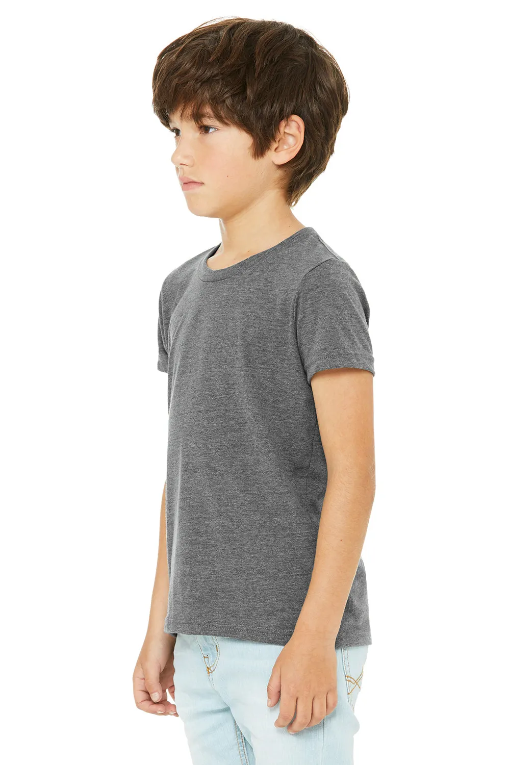 Bella   Canvas T-shirt à manches courtes col rond pour jeunes - Gris foncé chiné