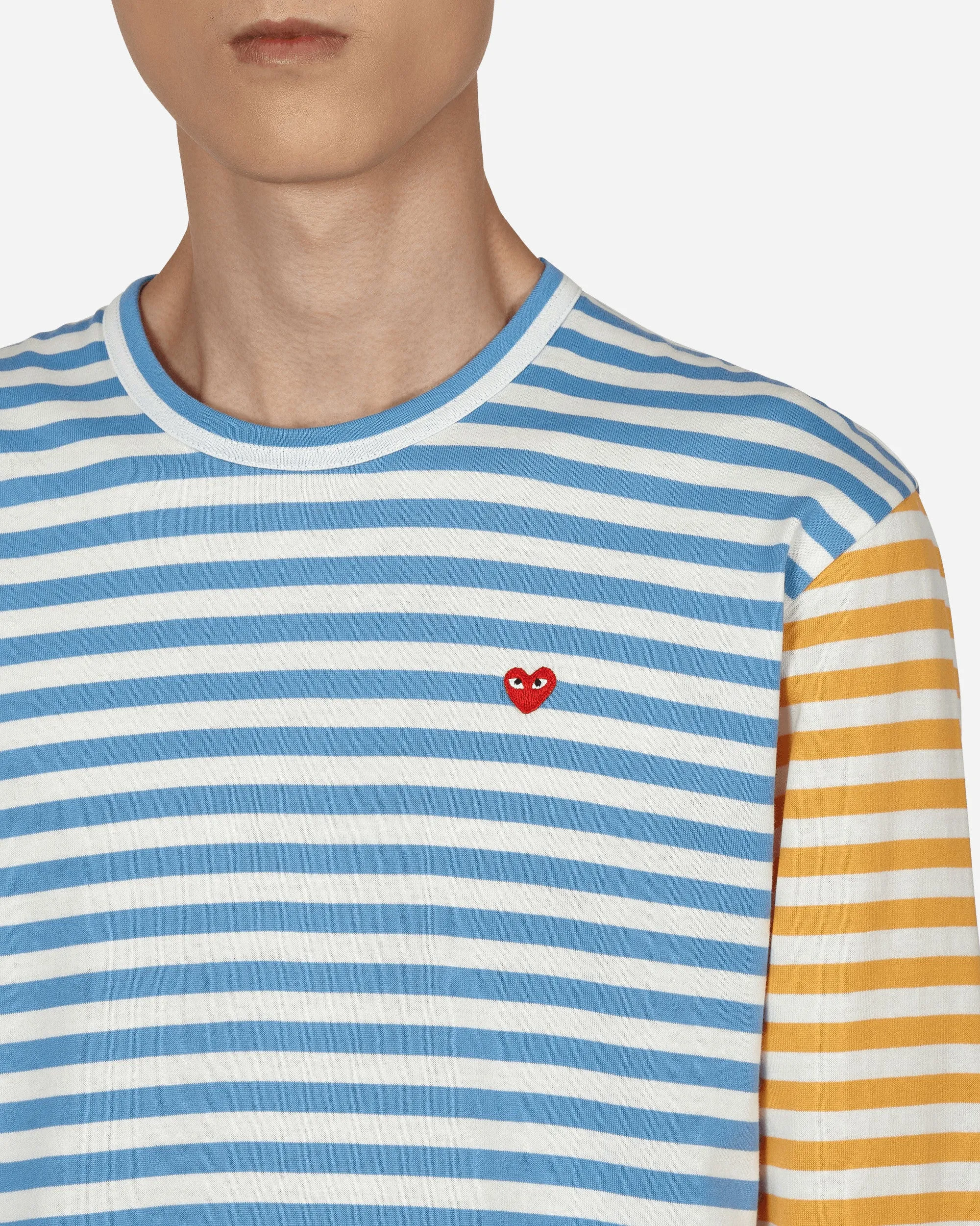 T-shirt manches longues à rayures bicolores bleu