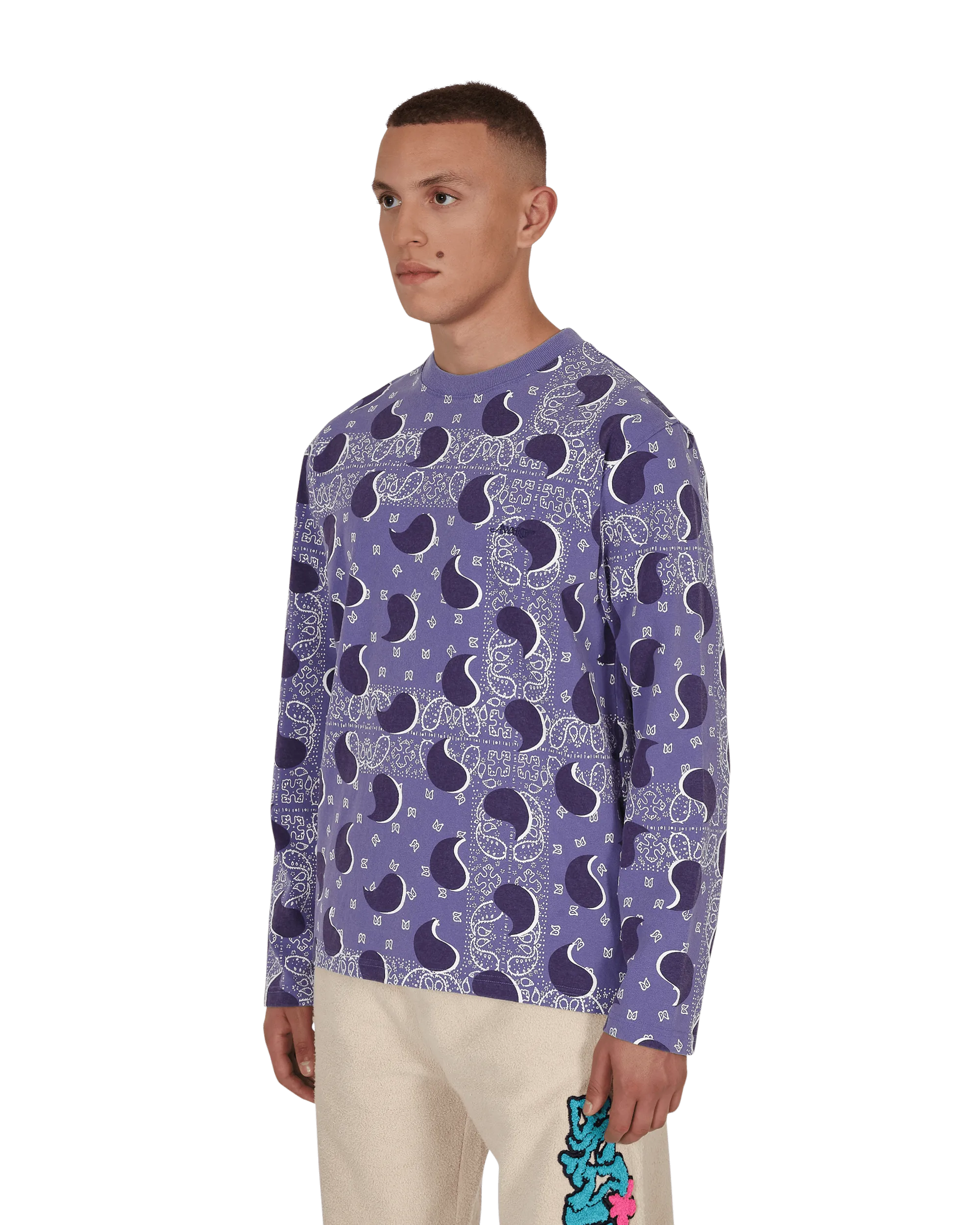 Grand T-shirt à manches longues Paisley Bleu