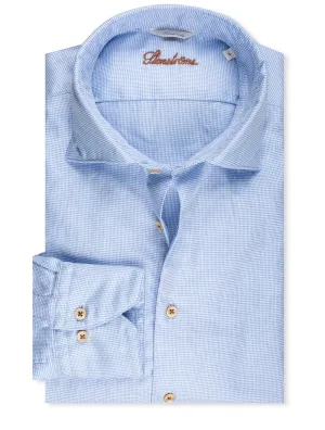 Chemise ajustée en coton lavé Blue Puppytooth