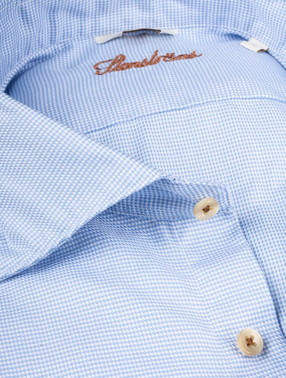 Chemise ajustée en coton lavé Blue Puppytooth