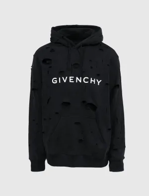 SWEAT À CAPUCHE CLASSIQUE À MOTIF TROUÉ