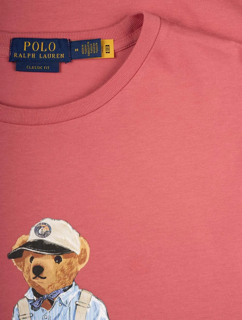 T-shirt classique à col polo avec motif ours en jersey rouge