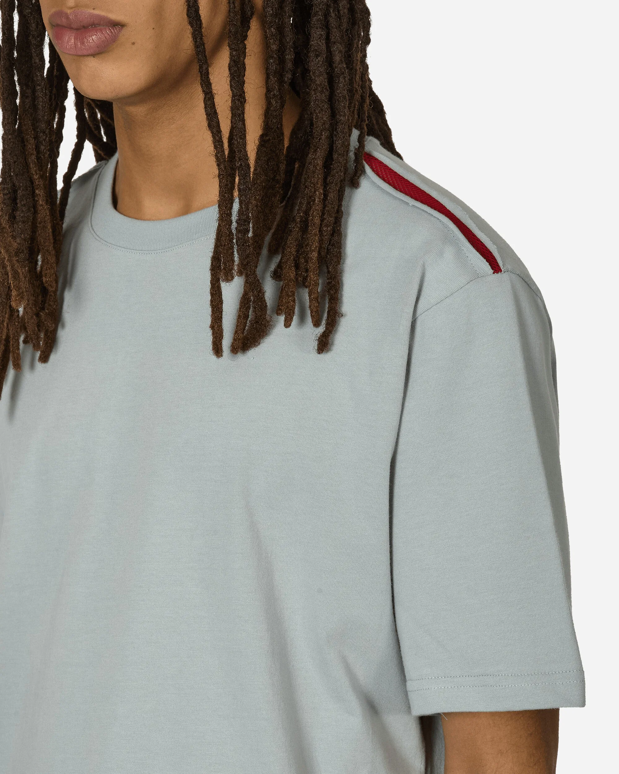 T-shirt à panneau en maille contrastée Bleu brumeux