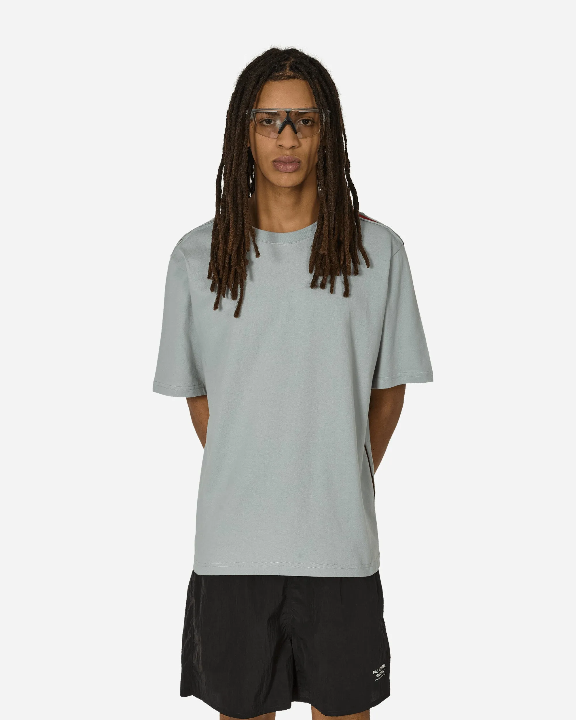 T-shirt à panneau en maille contrastée Bleu brumeux