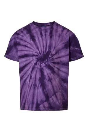 T-shirt manches courtes col rond tie-dye cyclone jeunesse Dyenomite en forme de moulinet - Violet