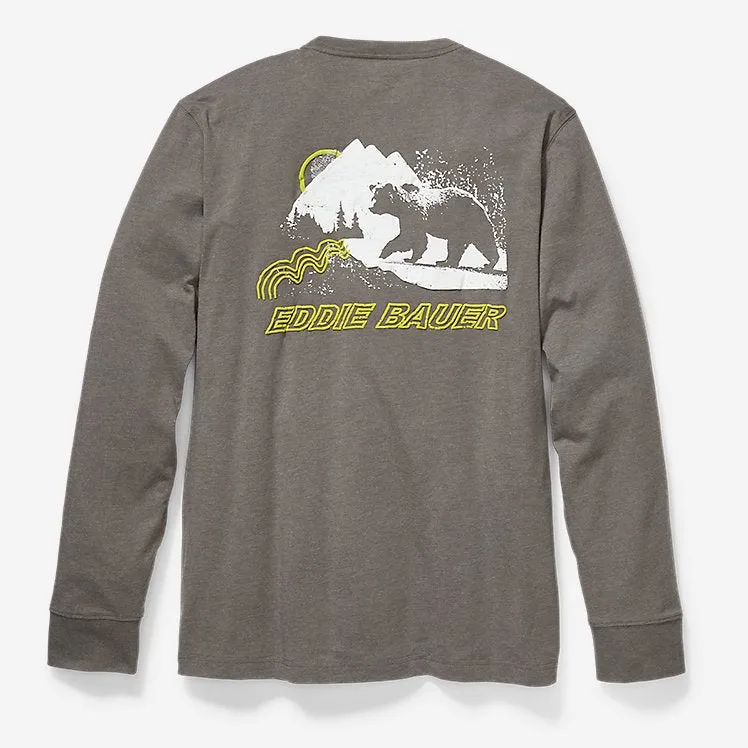 Eddie Bauer EB T-shirt graphique à manches longues - Tenue rétro - Gris chiné Eddie Bauer
