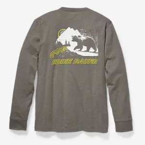 Eddie Bauer EB T-shirt graphique à manches longues - Tenue rétro - Gris chiné Eddie Bauer