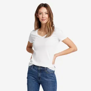 Eddie Bauer T-shirt à col en V à manches courtes préféré des femmes - Blanc Eddie Bauer