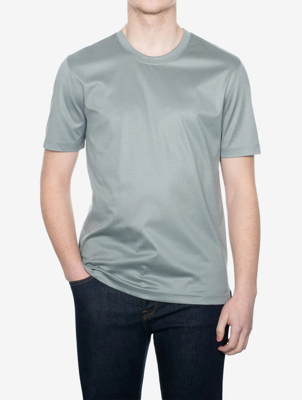 T-shirt col rond ajusté Filo Di Scozia gris clair